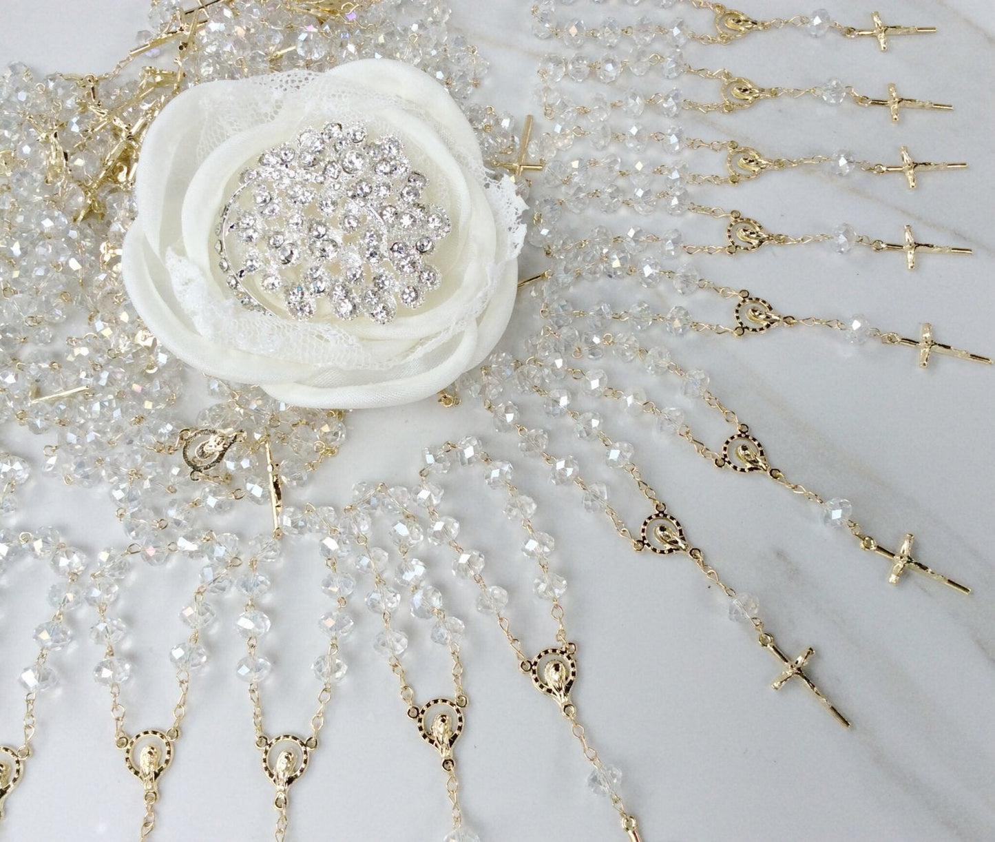 baptism favor/80 pcs crystal Rosary/Rosaries/First communion favors Recuerditos Bautizo 80pz/Mini Crystal Rosary Baptism Favors 80 pcs