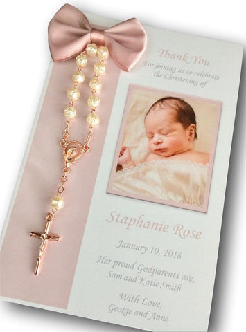 Baptism Favor Cards 30pcs mini rosaries/Baptism Rosary Shabby chic rustic Favor Cards/ Christening Rosary Favor Cards/ Thank you cards