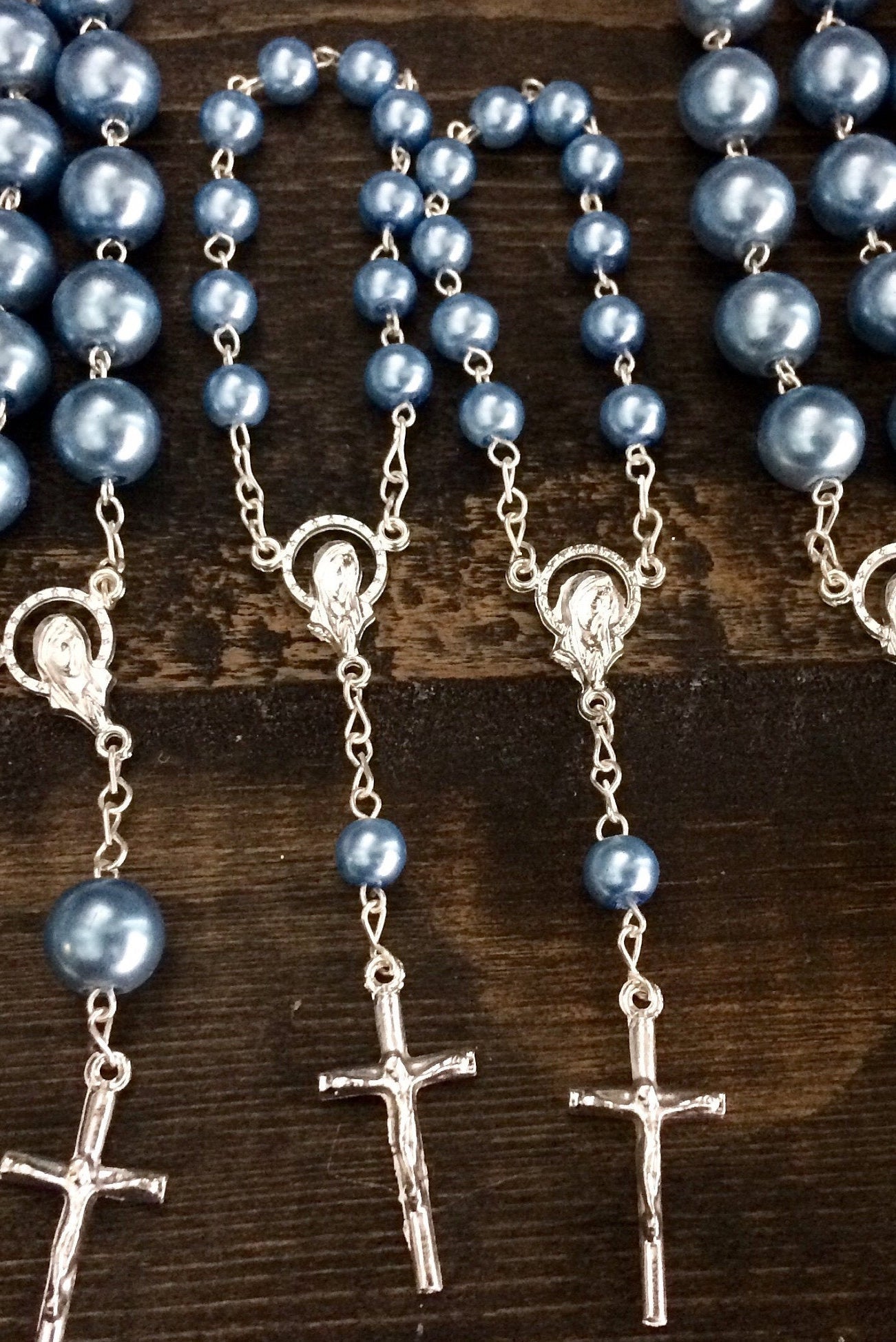80 pcs Glass Pearls Rosaries/Mini rosaries/Decade rosaries/First communion favors Recuerditos Bautizo/ Mini Rosary B