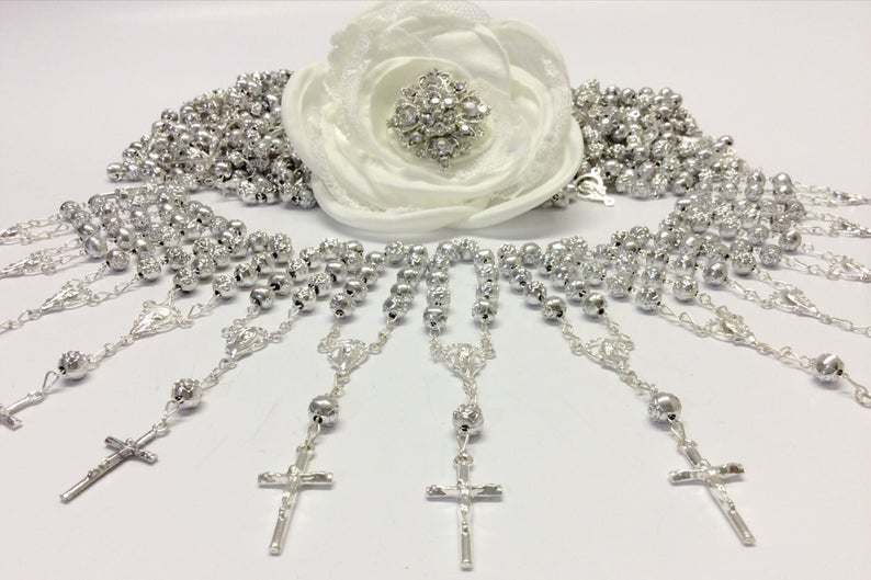 roBaptism favor/300 pcs cross Pearl First communion favors Recuerditos Bautizo 300pz/Mini Pearl Rosary Baptism Favors