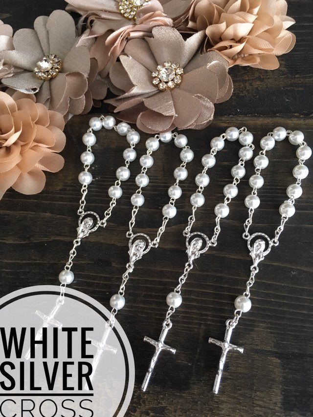 35 pcs Glass Pearl Rosaries/Mini Rosaries/baby shower/First communion favors Recuerditos Bautizo/ Mini Rosary Baptism Favors 35 pcs