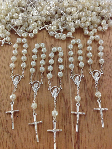 baptism favor, roBaptism favor/300 pcs cross Pearl First communion favors Recuerditos Bautizo 300pz/Mini Pearl Rosary Baptism Favors