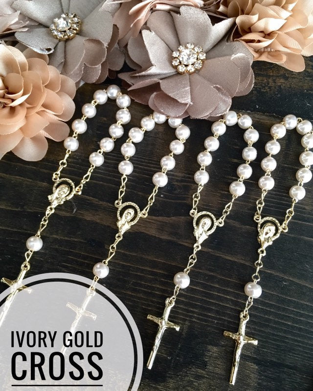 35 pcs Glass Pearl Rosaries/Mini Rosaries/baby shower/First communion favors Recuerditos Bautizo/ Mini Rosary Baptism Favors 35 pcs