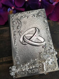 Wedding Ring silver Wedding bible, Baptism Bible, anillos De boda Bible, 3D wedding rings repujado