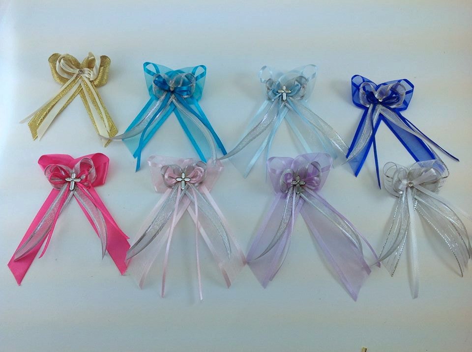 90 pcs Baptism favor bags, christening favor bags, organza bag plus rosary