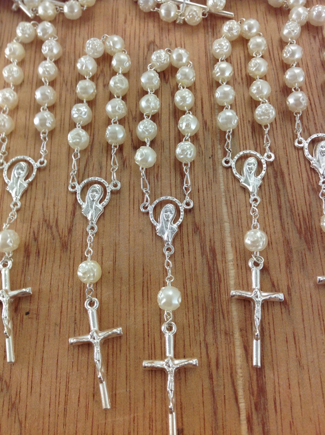 baptism favor 12pcs rosaries, mini rosaries, decade rosaries, First communion favors, Recuerditos Bautizo, Mini Pearl Rosary Baptism Favors