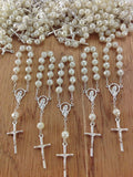 12 pcs Pearl First communion favors Recuerditos Bautizo/ Mini Pearl Rosary Baptism Favors