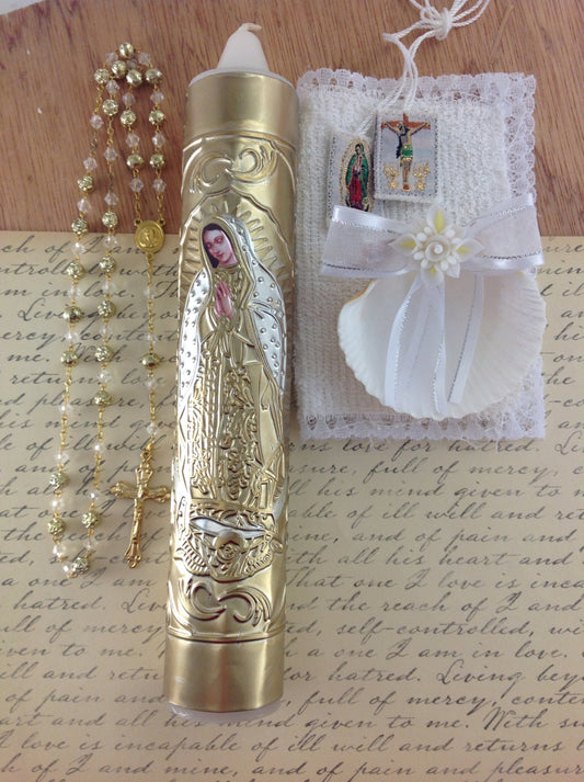 Baptism candle boy, Repujado candle, Catholic candle baptism, Communion candle, Vela para bautizo/Baptism candle set/Virgen de Guadalupe