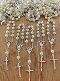 25 pcs Pearl First communion favors Recuerditos Bautizo 25pz/ Mini Pearl Rosary Baptism Favors 25 pcs
