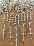 catholic rosary 90 pieces Pearl Decade Rosaries/Mini Rosaries/First communion favors,  Bautizo 90pz/Mini Pearl Rosary Baptism Favors 90 pcs