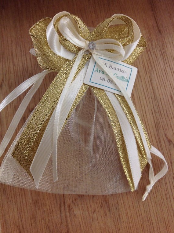 90 pcs Baptism favor bags, christening favor bags, organza bag plus rosary