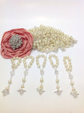 Rosary beads, 60 pcs Angel Pearl First communion favors Recuerditos Bautizo 60pz/ Mini Pearl Rosary Baptism Favors