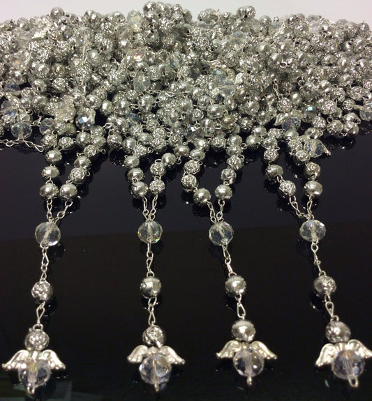 baptism favor, Rosary beads, 25 pcs Angel mini rosaries/First communion favors Recuerditos Bautizo 25pz/Mini Pearl Rosary Baptism Favors
