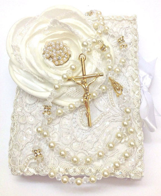 wedding holy bible/wedding gift/Lace Wedding bible and Rosary