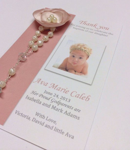 Thank you favor/ 30 pcs Baptism Favor Cards with KEYCHAIN/Christening Favor Cards/ Thank you cards with KEYCHAIN