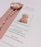 Thank you favor/ 30 pcs Baptism Favor Cards with KEYCHAIN/Christening Favor Cards/ Thank you cards with KEYCHAIN
