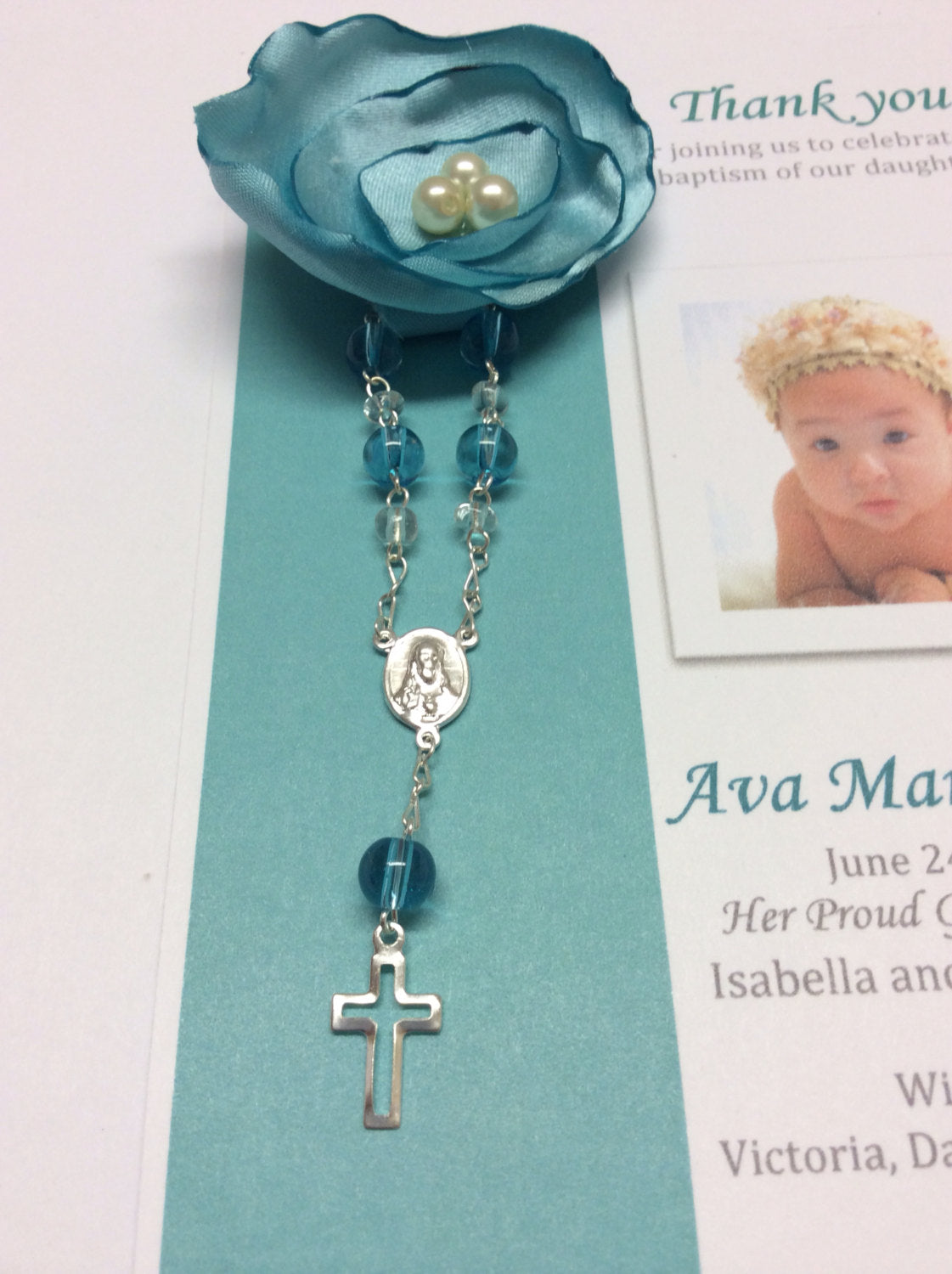Thank you favor/ 45 pcs Christening Rosary Favor Cards/ Thank you Rosary cards