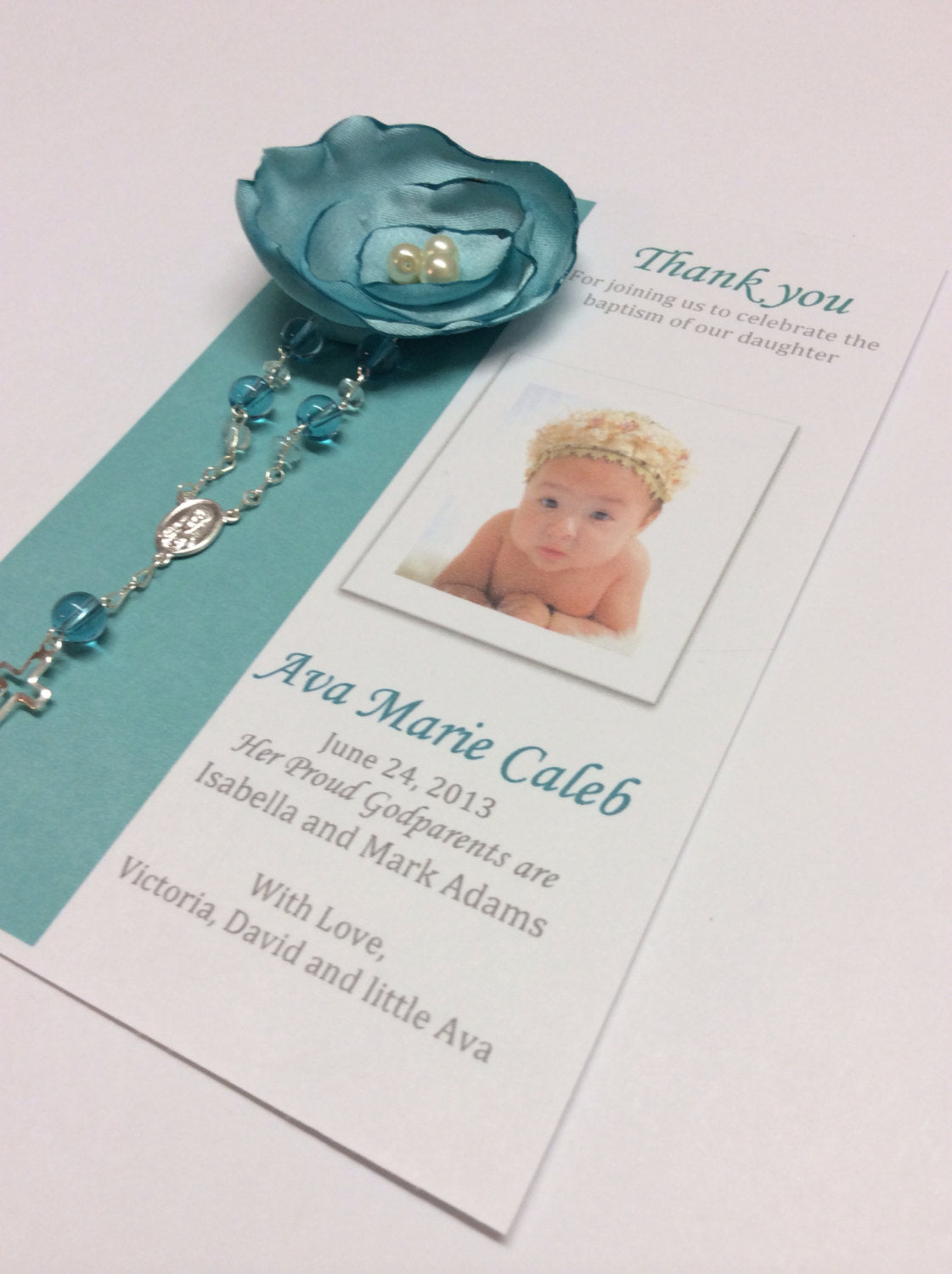 Thank you favor/ 45 pcs Christening Rosary Favor Cards/ Thank you Rosary cards