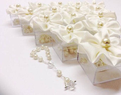 75 pcs ivory favors Wedding/baptism Favor Box with Rosaries/ Communion Favor Box/Rosario/Communion/boda  Confirmation, religious