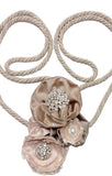 Traditional wedding rope lasso/champagne lasso/with blush/dusty rose/champagne flowers and silver diamond brooches/pearls