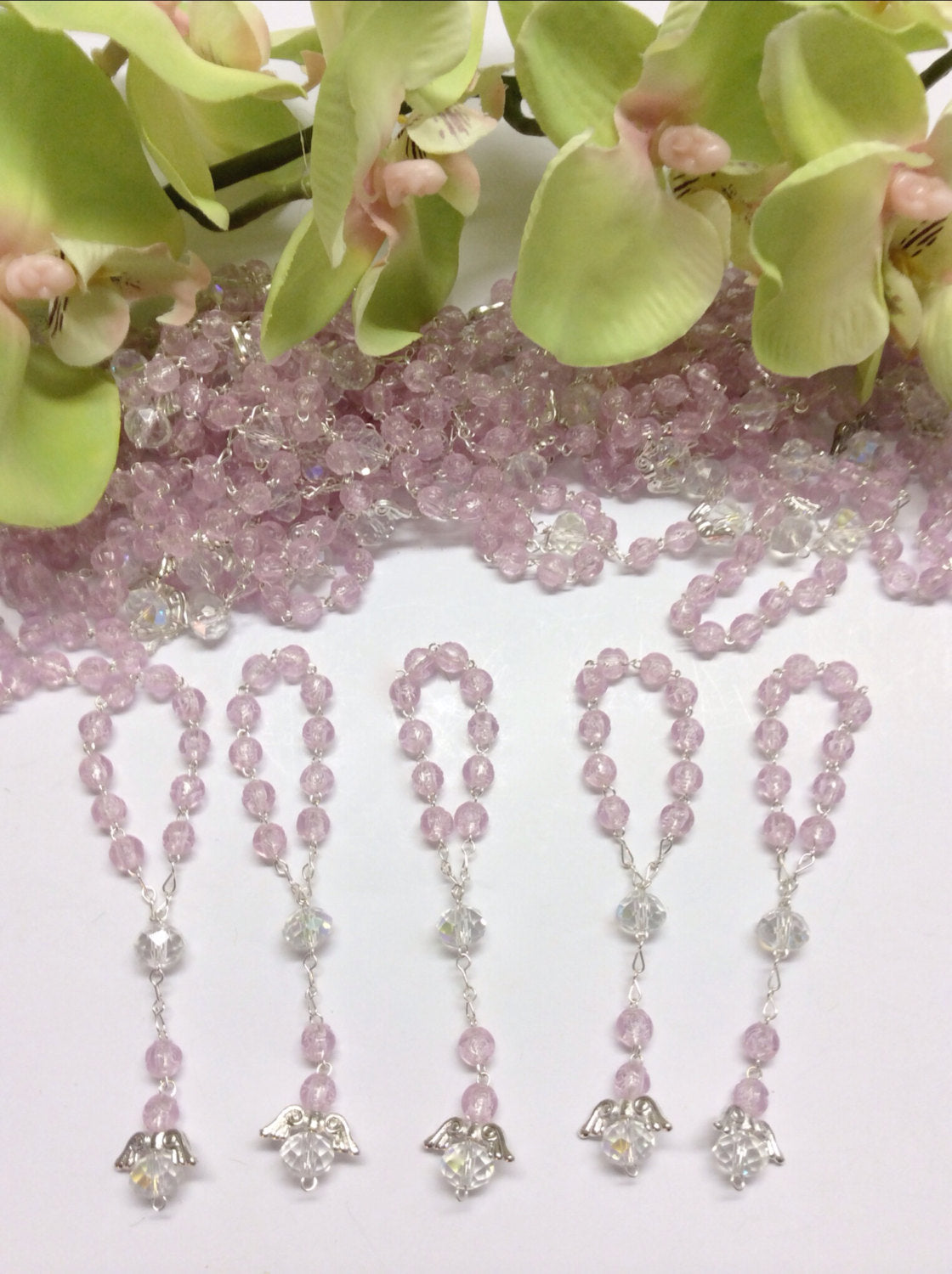 Rosary beads, 30 pcs Angel Mini Rosaries/Decade Rosaries/First communion favors Recuerditos Bautizo 30pz/Mini Rosary Baptism Favors