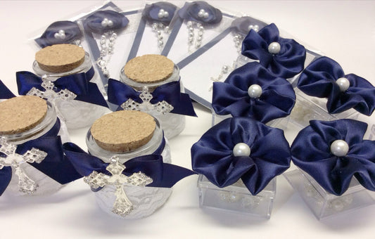 40pcs Baby blue favors Wedding, baptism Favor Box with Rosaries / Communion Favor Box, Rosario, Communion, boda, Confirmation, religious