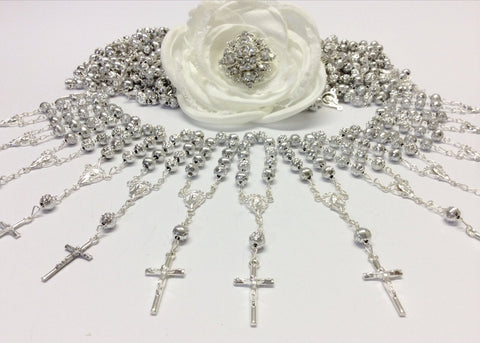 50 pcs Pearl Decade Rosaries/Mini Rosaries/First communion favors Recuerditos Bautizo 50/Mini Pearl Rosary Baptism Favors 50 pcs