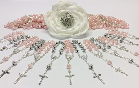 rosary mini 50 pcs Pearl Decade Rosaries/Mini Rosaries/First communion favors Bautizo 50/Mini Pearl Rosary Baptism Favors 50 pcs