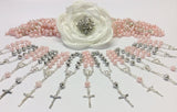 25 pcs Pearl Mini Rosaries, First communion favors Recuerditos Bautizo 25pz/ Mini Pearl Rosary Baptism Favors, Decade Rosaries