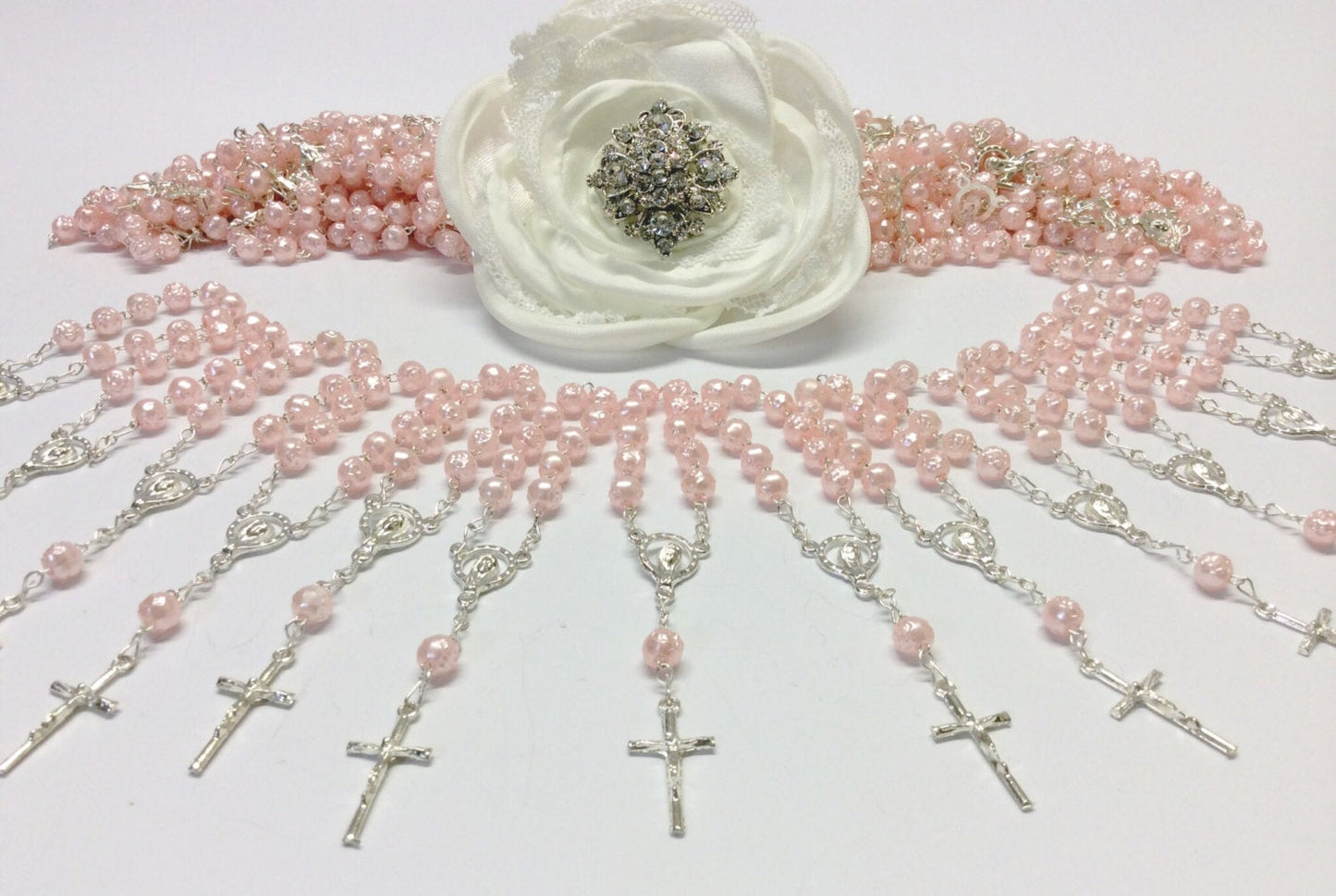 rosary mini 50 pcs Pearl Decade Rosaries/Mini Rosaries/First communion favors Bautizo 50/Mini Pearl Rosary Baptism Favors 50 pcs