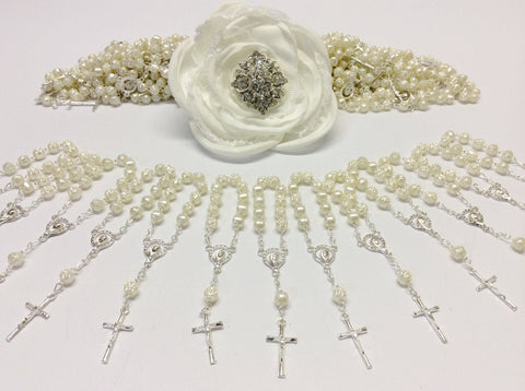 baptism favor 25 pcs Pearl Mini Rosary/First communion favors Recuerditos Bautizo 25pz/Mini Pearl Rosary Baptism Favors/Decade Rosaries