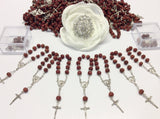 40pcs rose scent mini rosaries favors Wedding/baptism Favor/Wood Bead Rosaries/Wood Mini Rosaries/Decade Rosaries/Rosary Favors