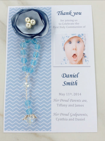 Thank you favor/ baptism favor thank you/ 25 pcs Baptism Rosary Favor Cards/ 25 Christening Rosary Favor Cards/ Thank you card /