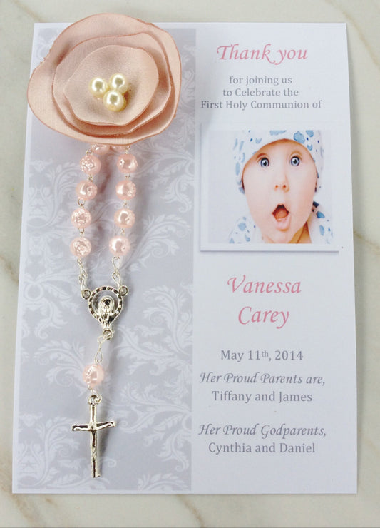 Thank you favor/ 80 pcs Baptism Rosary Favor Cards/Christening Rosary Favor Cards/ Thank you Rosary cards