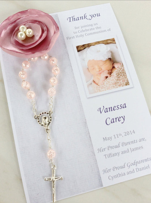 Thank you favor/ 20 pcs Baptism Rosary Favor Cards/Christening Rosary Favor Cards/ Thank you Rosary cards