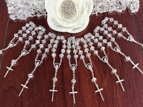 Mini rosaries 25 pcs crystal  recuerdo de bautizo, First communion favors Recuerditos Bautizo 25pz/ Mini Crystal Baptism Favors 25 pcs