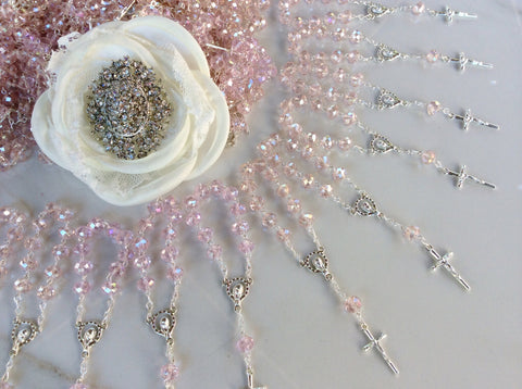 Rosary beads 30 pcs crystal/First communion favors Recuerditos Bautizo 30pz/Mini Crystal Rosary Baptism Favors 30 pcs