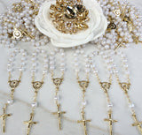 catholic rosary 90 pieces Pearl Decade Rosaries/Mini Rosaries/First communion favors,  Bautizo 90pz/Mini Pearl Rosary Baptism Favors 90 pcs