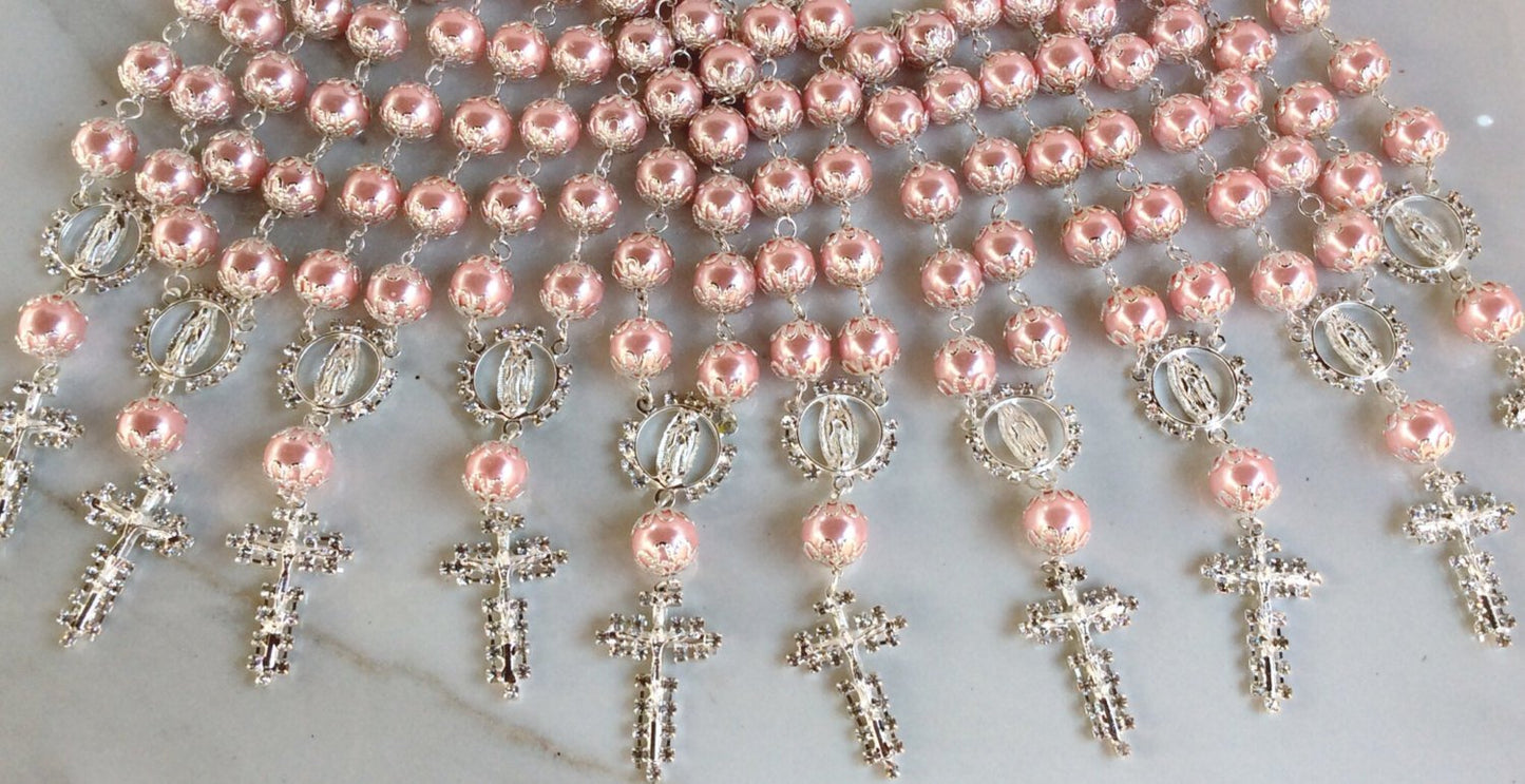 50 pcs car rearmirror favor First communion favors Recuerditos Bautizo 50pz/ Car Gold Rosary Baptism Favors