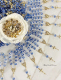 Catholic rosary mini, 35 crystal rosaries, communion favors, Blue rosaries, Recuerditos, Bautizo, decenario