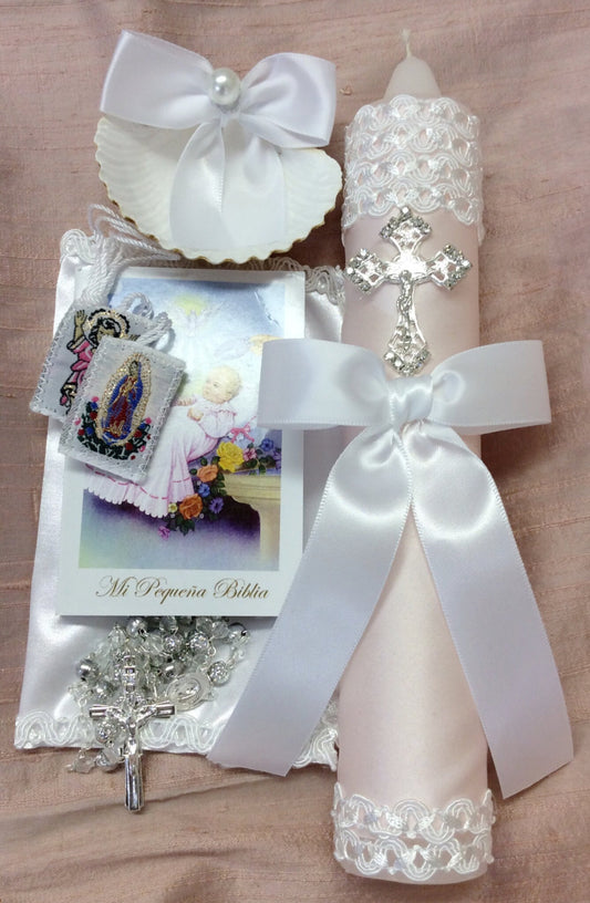 baptism candle set girl , Baptism candle set/Baptism candle/vela para bautizo