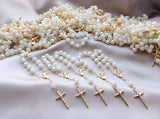 SALE!!! 115 pcs Pearl First communion favors Recuerditos Bautizo 115pz/ Mini Pearl Rosary Baptism Favors 115pcs