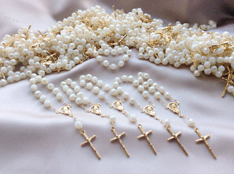 Unisex Mini Rosaries Baptism Rosary Beads Acrylic Ivory - Temu