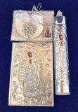 Communion candle, baptism candle, Bible, candle, scapular, and rosary,  Virgen de guadalupe