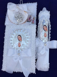 communion candle set, Baptism candle set/Virgen de Guadalupe