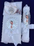 Baptism candle set, Virgen de Guadalupe