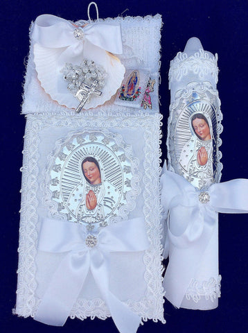 Baptism candle set, Virgen de Guadalupe