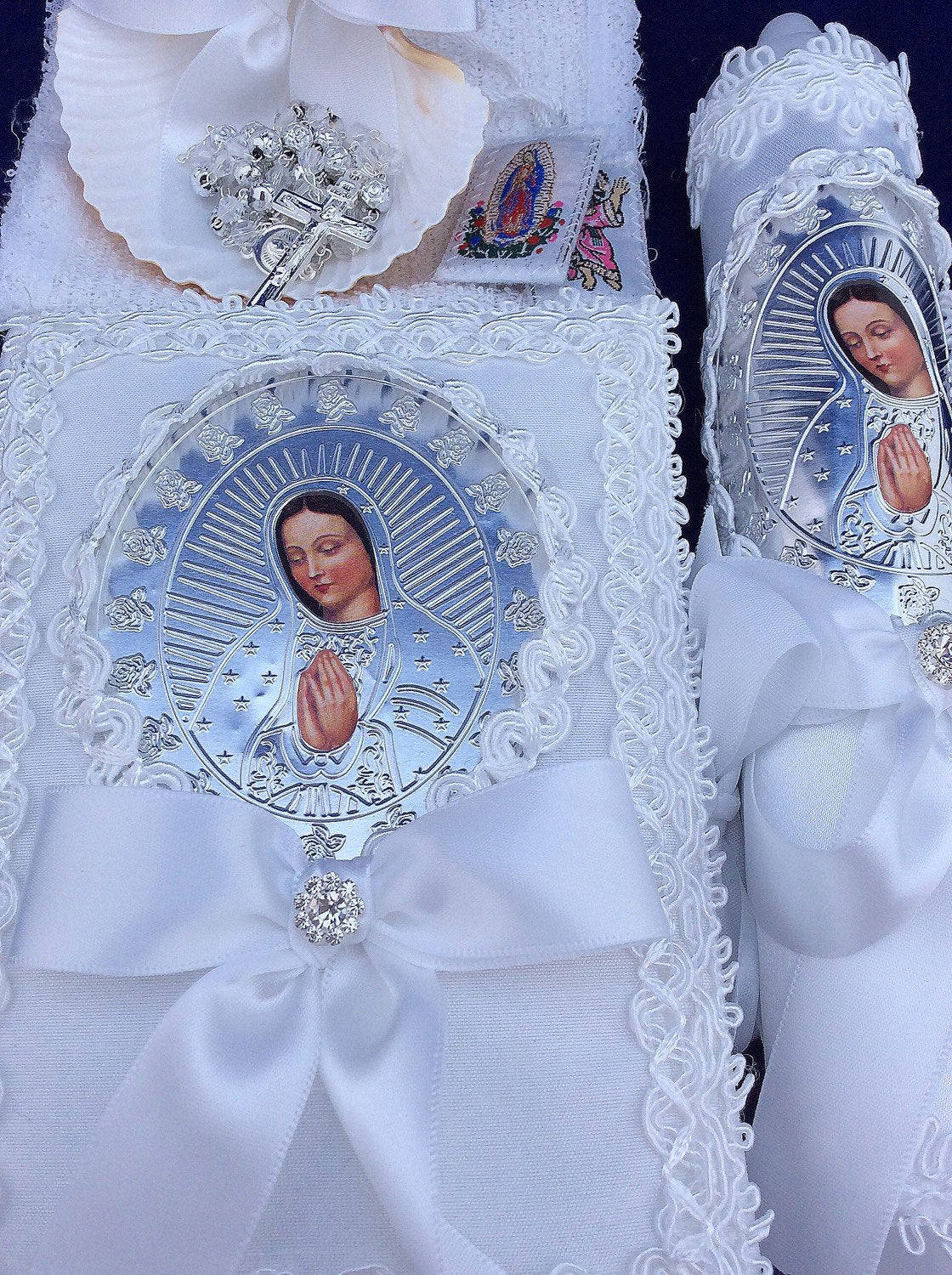 Baptism candle set, Virgen de Guadalupe