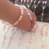 25 pcs Teardrop Crystal Rosaries, Decade favors, First Communion, Wedding Favors, Recuerditos Bautizo 30 Bracelets, Car mirror beads