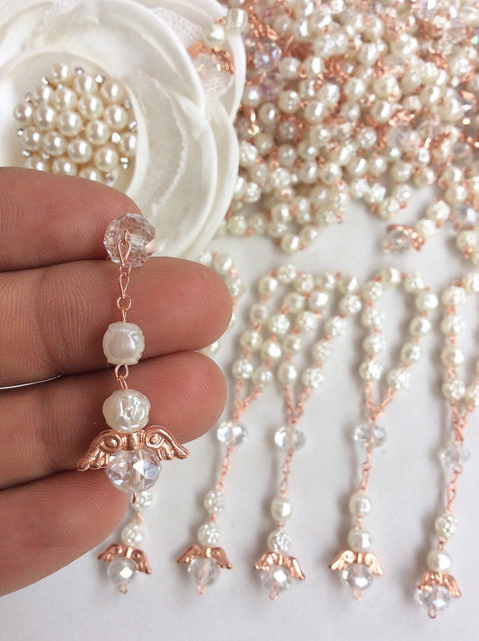 Baptism favor rosary Angel, Pearl Decade 40 pcs Mini Rosaries/baptism favor/Recuerdo de Bautizo/Mini Pearl Rosary Baptism Favors 40 pcs